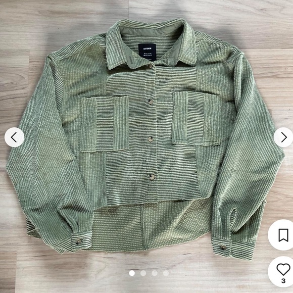 Green Corduroy cotton:on s 8 Button-Front Jacket - Picture 4 of 11